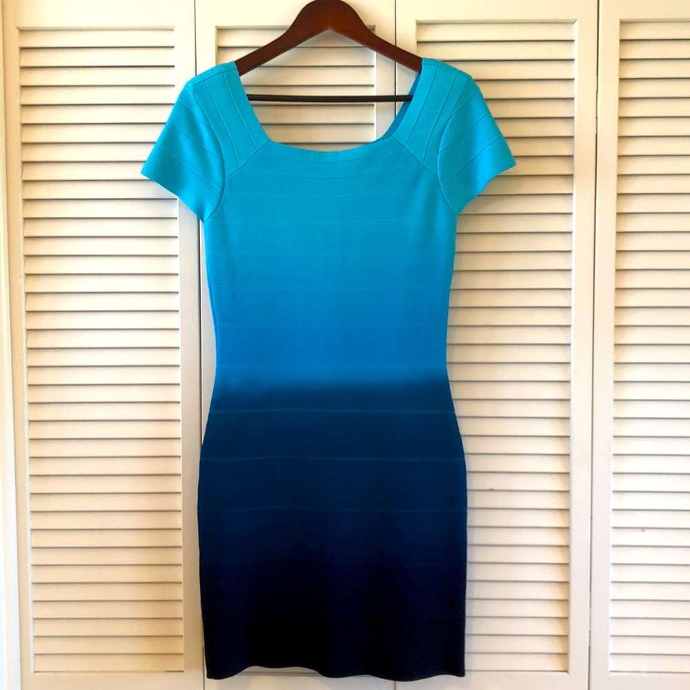 INC International Concepts Ombré Bodycon Bandage Dress Blue Tones Size Medium M